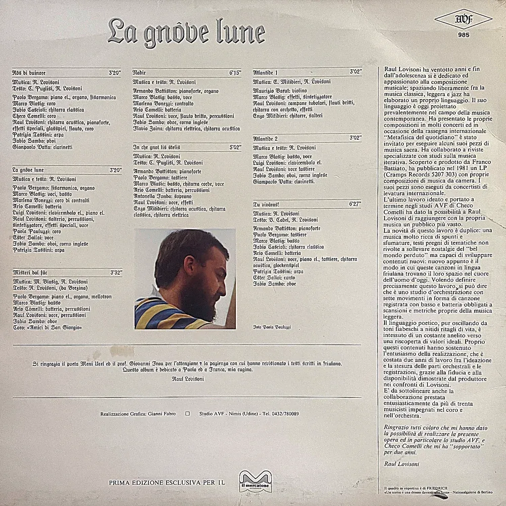 La gnôve lune — retro di copertina