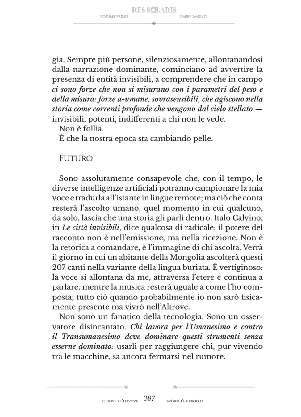Il Dove e l’Altrove, Postfazione, pagina 387