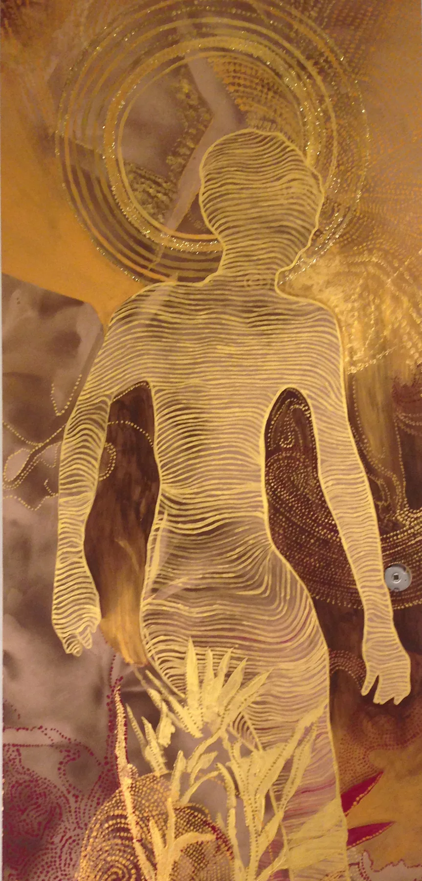 Raul Lovisoni, La sua luce particolare, acrilico su legno, 200×96 cm